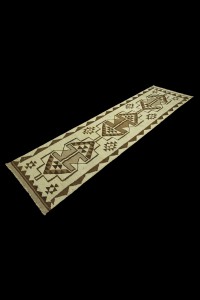 Brown And Cream Turkish Flat weave Kilim Rug Runner 3x10 Feet 88,304 - Turkish Rug Runner  $i