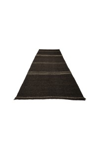 Brown And White Turkish Kilim Rug 5x12 Feet  166,377 - Goat Hair Rug  $i