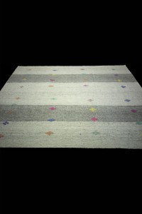 Colorful Embrodiery on Grey Kilim 7x10 Feet 203,294 - Grey Turkish Rug  $i