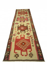 Cream Pink Turkish Kilim Rug Runner 3x11 Feet  93,345 - Turkish Rug Runner  $i