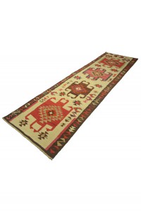 Cream Pink Turkish Kilim Rug Runner 3x11 Feet  93,345 - Turkish Rug Runner  $i