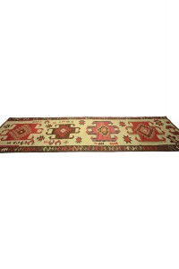 Cream Pink Turkish Kilim Rug Runner 3x11 Feet  93,345 - Turkish Rug Runner  $i