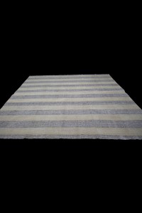 Cream Striped Gray Turkish Kilim Rug 8x10 Feet  228,310 - Grey Turkish Rug  $i