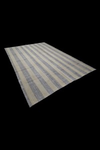 Cream Striped Gray Turkish Kilim Rug 8x10 Feet  228,310 - Grey Turkish Rug  $i