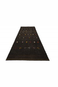 Dark Brown Turkish Kilim Rug 5x12 Feet  154,357 - Goat Hair Rug  $i