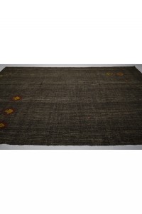 Dark Gray Vintage Flat Weave Kilim Rug 7x13 Feet 214,393 - Grey Turkish Rug  $i