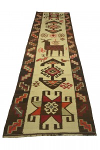 Deer Motive Turkish Kilim Rug Runner 3x11 Feet 93,338 - Turkish Rug Runner  $i