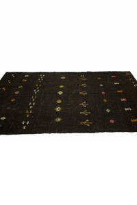 Embroidered Dark Brown Turkish Kilim Rug 5x10 Feet  152,310 - Goat Hair Rug  $i