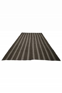 Faded Black And White Turkish Kilim Rug 7x10 Feet 223,315 - Grey Turkish Rug  $i