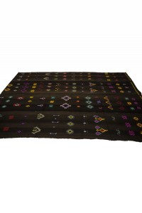 Faded Black Flat Weave Kilim Rug 5x9 Feet  162,280 - Turkish Natural Rug  $i