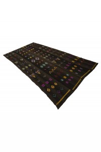 Faded Black Flat Weave Kilim Rug 5x9 Feet  162,280 - Turkish Natural Rug  $i