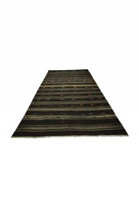 Gray And Brown Striped Turkish Kilim Rug 7x12 206,369 - Goat Hair Rug  $i