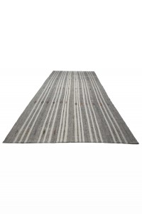 Gray And White Turkish Kilim Rug 7x12 Feet  227,358 - Grey Turkish Rug  $i