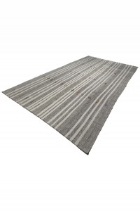 Gray And White Turkish Kilim Rug 7x12 Feet  227,358 - Grey Turkish Rug  $i