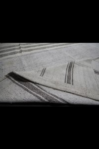 Gray Striped White Turkish Cotton Kilim Rug 11x16 Feet  326,498 - Turkish Natural Rug  $i