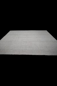 Grayish White Flat Weave Kilim Rug 7x12 Feet  216,356 - Grey Turkish Rug  $i