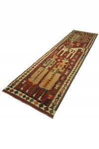 Horse And Human Pattern Kilim Rug Runner 3x11 90,325 - Turkish Rug Runner  $i