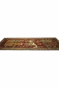 Horse And Human Pattern Kilim Rug Runner 3x11 90,325 - Turkish Rug Runner  $i