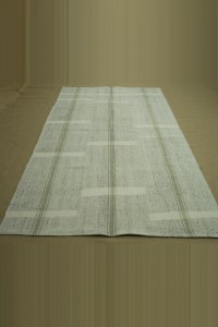 Khaki Striped White Turkish Kilim Rug 5x9 Feet  166x276 - Grey Turkish Rug  $i