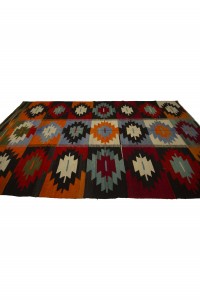 Large Orange Blue Turkish Kilim Rug 7x13 Feet 210,387 - Turkish Kilim Rug  $i