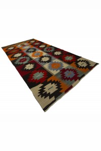 Large Orange Blue Turkish Kilim Rug 7x13 Feet 210,387 - Turkish Kilim Rug  $i