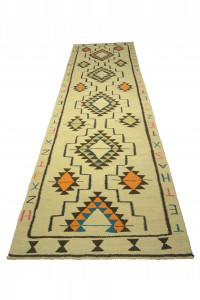 Letter Characters on Kilim Runner Rug 3x12 Feet 105,360 - Turkish Rug Runner  $i