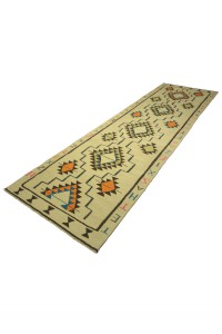 Letter Characters on Kilim Runner Rug 3x12 Feet 105,360 - Turkish Rug Runner  $i