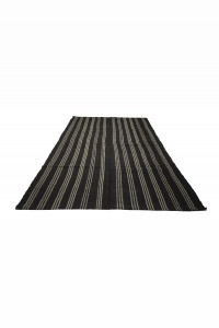 Modern Black And White Turkish Kilim rug 6x8 Feet  184,253 - Goat Hair Rug  $i