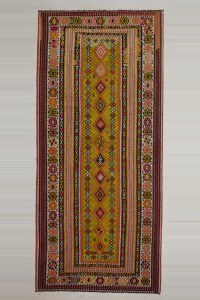 Nineteen Century Antique Bayburt Kilim Rug 5x11 155,343