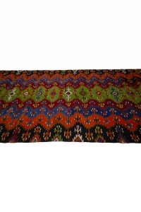 Orange Green Turkish Flat Weave Kilim Rug 5x11 Feet 150,323 - Turkish Kilim Rug  $i