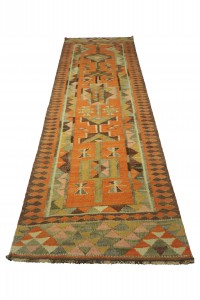 Orange Herki Kilim Rug Runner 8x9 86,280 - Turkish Rug Runner  $i