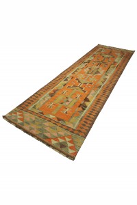 Orange Herki Kilim Rug Runner 8x9 86,280 - Turkish Rug Runner  $i