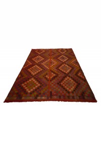 Orange Turkish Flat Weave Kilim Rug 5x7 Feet  160,212 - Turkish Kilim Rug  $i