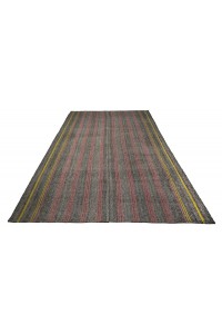 Pink Striped Turkish Gray Kilim Rug 6x9 Feet  186,285 - Grey Turkish Rug  $i