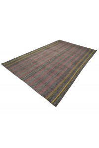 Pink Striped Turkish Gray Kilim Rug 6x9 Feet  186,285 - Grey Turkish Rug  $i