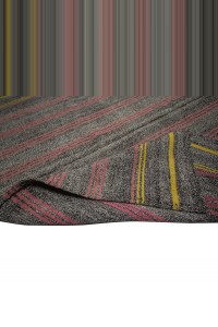 Pink Striped Turkish Gray Kilim Rug 6x9 Feet  186,285 - Grey Turkish Rug  $i