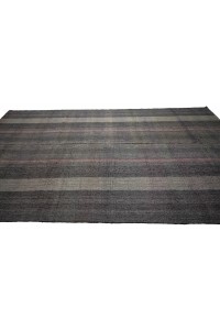 Pink Striped Turkish Gray Kilim Rug 7x13 Feet  213,390 - Grey Turkish Rug  $i