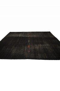 Plain Black Turkish Kilim Rug 7x12 Feet  215,353 - Goat Hair Rug  $i