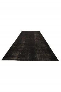 Plain Black Turkish Kilim Rug 7x12 Feet  215,353 - Goat Hair Rug  $i