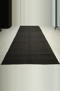 Plain Dark Brown Goat Hair Kilim Rug 6x12 162,357 - Goat Hair Rug  $i