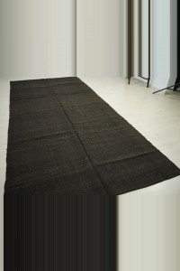 Plain Dark Brown Goat Hair Kilim Rug 6x12 162,357 - Goat Hair Rug  $i