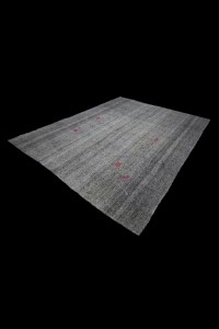 Plain Gray Large Turkish Kilim Rug 8x9 Feet 235,279 - Grey Turkish Rug  $i