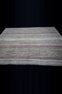 Primitive Striped Turkish Kilim Rug 7x10 Feet  223,321 - Grey Turkish Rug  $i