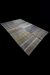 primitive Striped Turkish Kilim Rug 7x11 Feet 213,323 - Grey Turkish Rug  $i