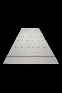 Pure Cotton Woven White Kilim Rug 6x12 Feet  170,360 - Turkish Natural Rug  $i