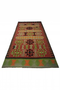 Red and Green Turkish Kilim Rug 5x9 Feet 148,284 - Turkish Kilim Rug  $i