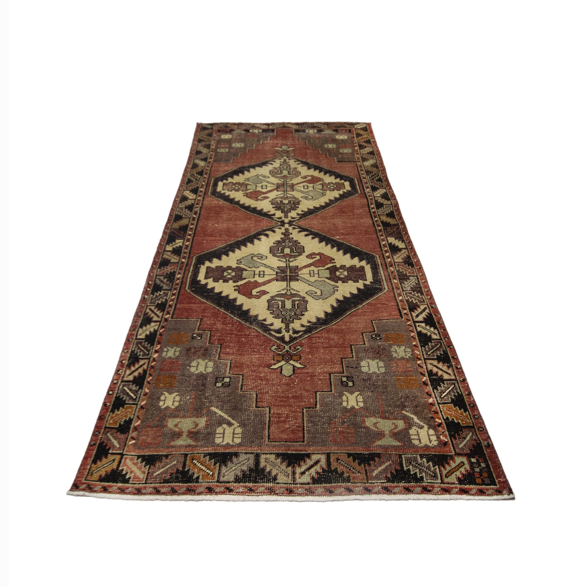 Red Turkish Oushak Rug 4x9 Feet Oushak Rug