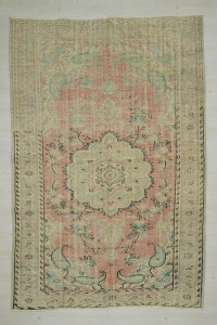 Semi Old Faded Oushak Rug 6x9 184,273 - Oushak Rug  $i