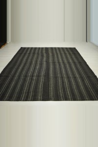 Stripe Design Goat Hair Kilim Rug 7x8 203,254 - Goat Hair Rug  $i