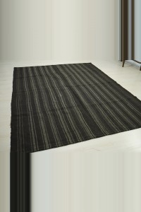 Stripe Design Goat Hair Kilim Rug 7x8 203,254 - Goat Hair Rug  $i